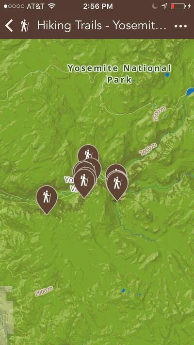 Chimani National Parks App trail clusters