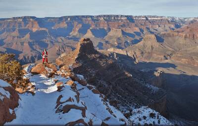 grand canyon national park snow backpacking santa claus without baggage all rights reserved