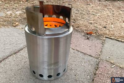 Solo-Stove-Titan-flames-with-top Portable Wood Burning Camp Stove