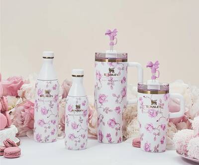 Stanley and LoveShackFancy Floral Drinkware Collection Ribbon Rosa