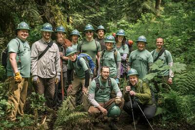 Volunteers on an supported trail project