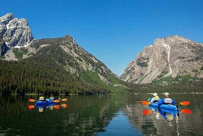 Paddlers on the water in Grand Teton National Park 