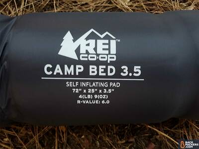 rei-camp-bed-3.5-review-logo-close-up
