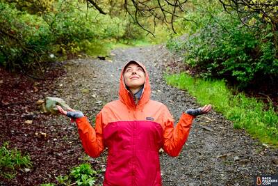 patagonia torrentshell Environmentally Friendly Rain Jacket on the trail