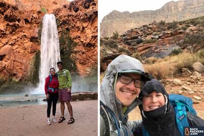 Havasupai Falls Hike in Arizona Mooney Falls Left Rainy Hikers Right
