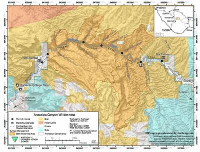 aravaipa canyon wilderness BLM map
