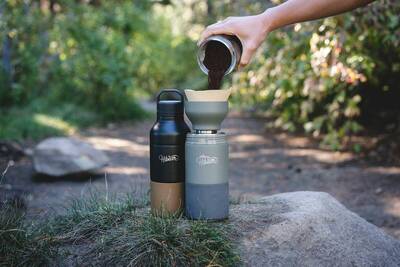 HiBear Design Co all-day adventure flask two bottles coffee grounds