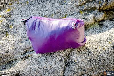 Outdoor Research Cathode breathable insulated puffy packed into stuff pocket