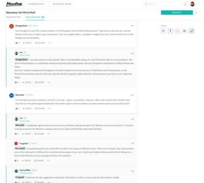 Massdrop user discussion on product