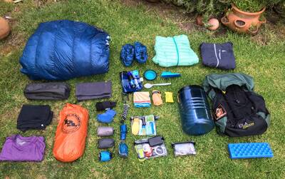 thru hiking the john muir trail gear spread