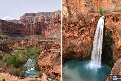 Havasupai Falls Hike in ArizonaMooney Falls Right Navajo Falls Left