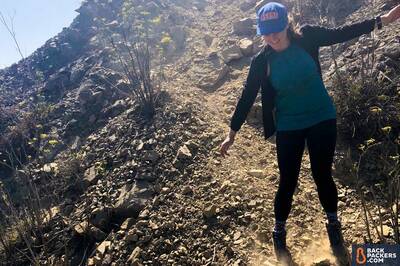 Ahnu-Sugarpine-II-Review-descending-steep-rocks