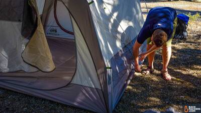 best 4 person camping tents-REI-Kingdom-4-Tent-pole-setup-2