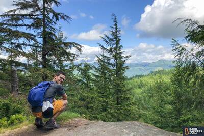 Prana Mojo Shorts review resting on a hike