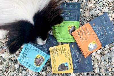 Jiminy's-Sustainable-Dog-Treats-smelling-treats