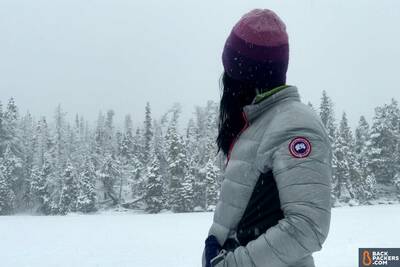 Canada-Goose-Hybridge-Lite-Jacket-review-logo-in-snow