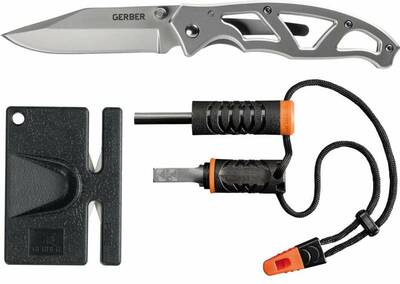 Gerber Paraframe Knife, Sharpener and Fire Starter Set