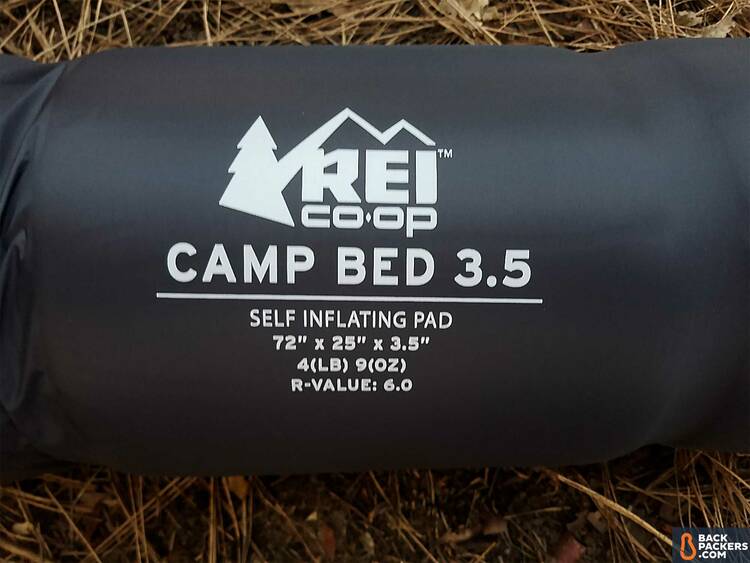 REI Camp Bed 3 5 Review 2019 Sleeping Pad Review Backpackers Com   Rei Camp Bed 3.5 Review Logo Close Up 